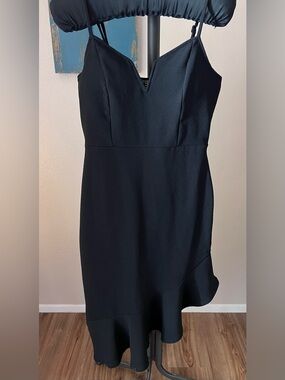 Don't You Dare Black Ruffle Hem Dress